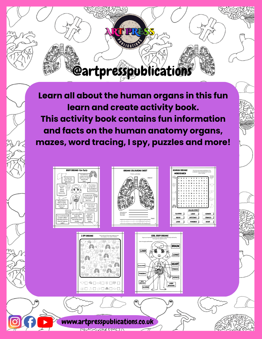 Human Anatomy Organs Activity Book (Girl Edition)